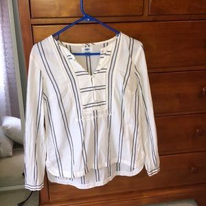White and blue blouse